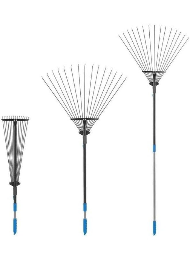 Garden Tools Set, 3-Piece with Long Handles, Shovel, Rake and Leaf Collector, Green and White - Image 3